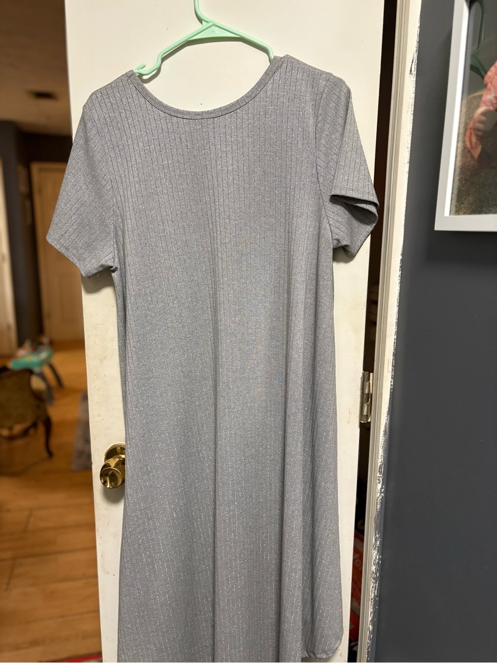LuLaRoe Silver Ribbed Maxi Dress